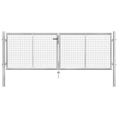 vidaXL Garden Gate Galvanised Steel Silver