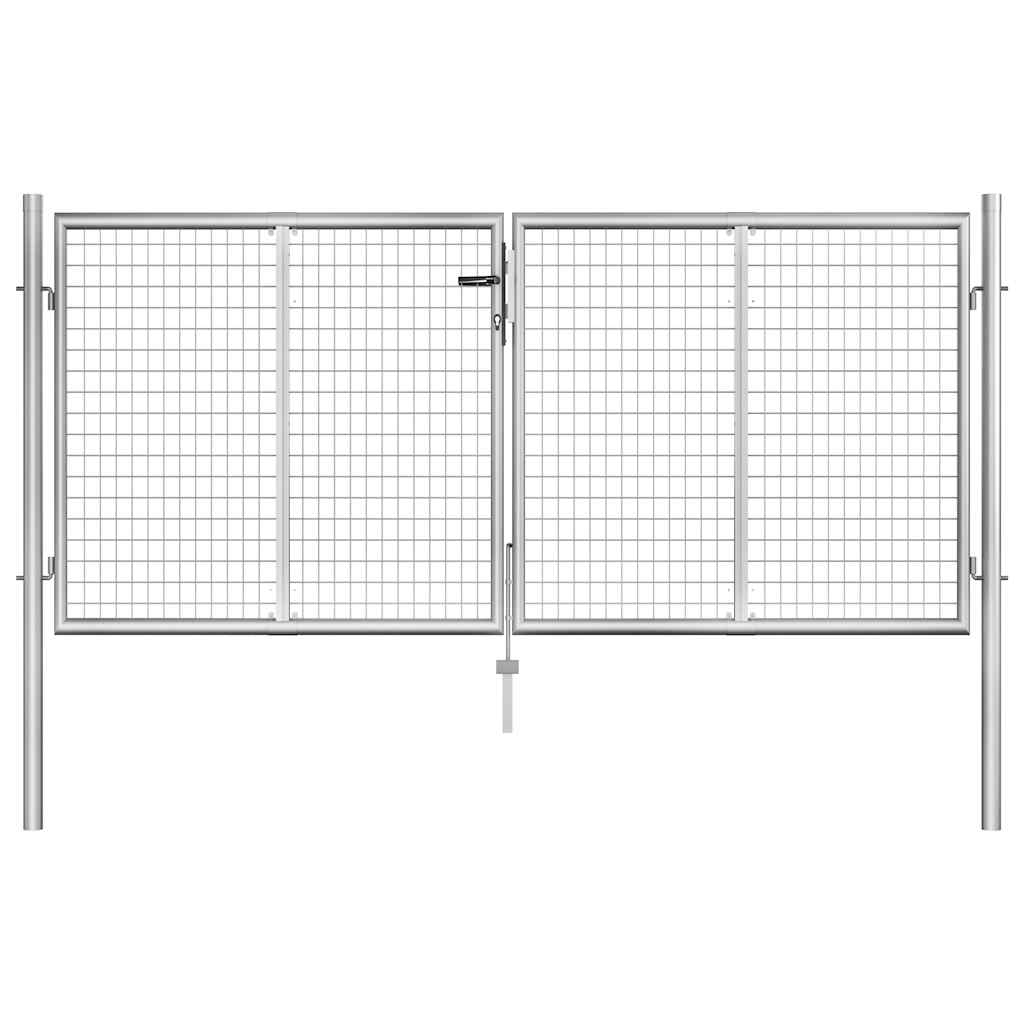 vidaXL Garden Gate Galvanised Steel 306x100 cm Silver 1