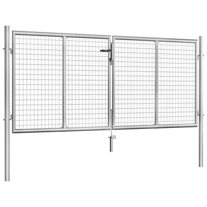 vidaXL Garden Gate Galvanised Steel 306x100 cm Silver 2