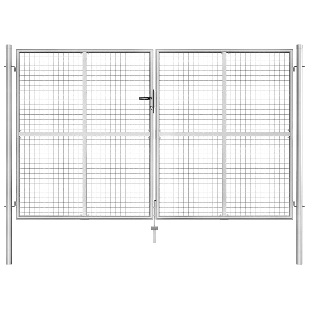 vidaXL Garden Gate Galvanised Steel Silver