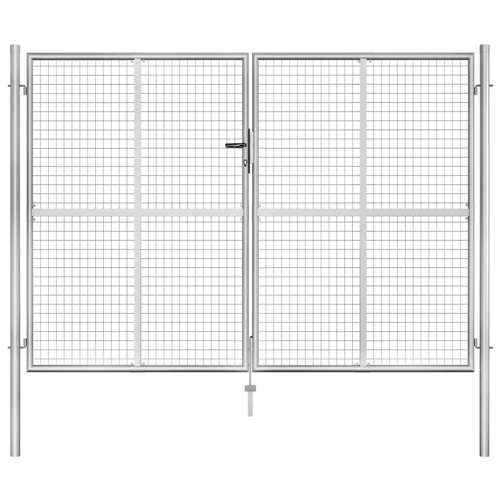 vidaXL Garden Gate Galvanised Steel Silver