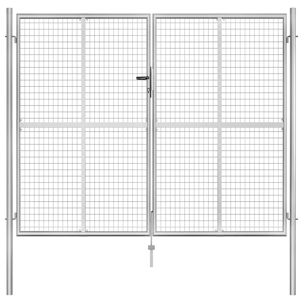 vidaXL Garden Gate Galvanised Steel Silver