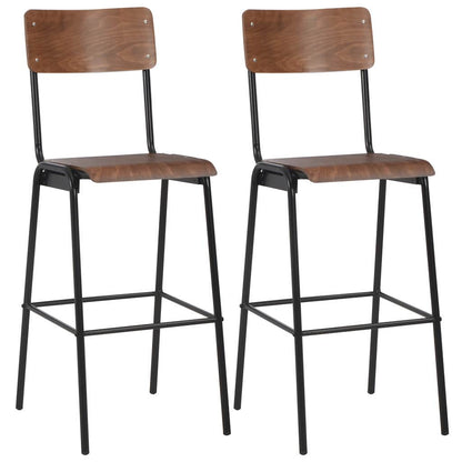 vidaXL Bar Chairs 2 pcs Brown Solid Plywood Steel 1