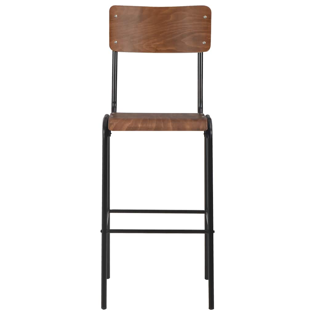 vidaXL Bar Chairs 2 pcs Brown Solid Plywood Steel 2