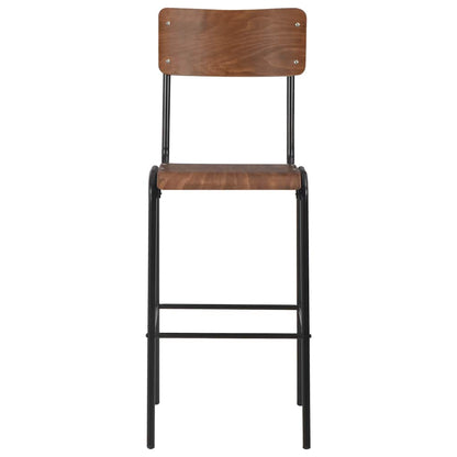 vidaXL Bar Chairs 2 pcs Brown Solid Plywood Steel 2