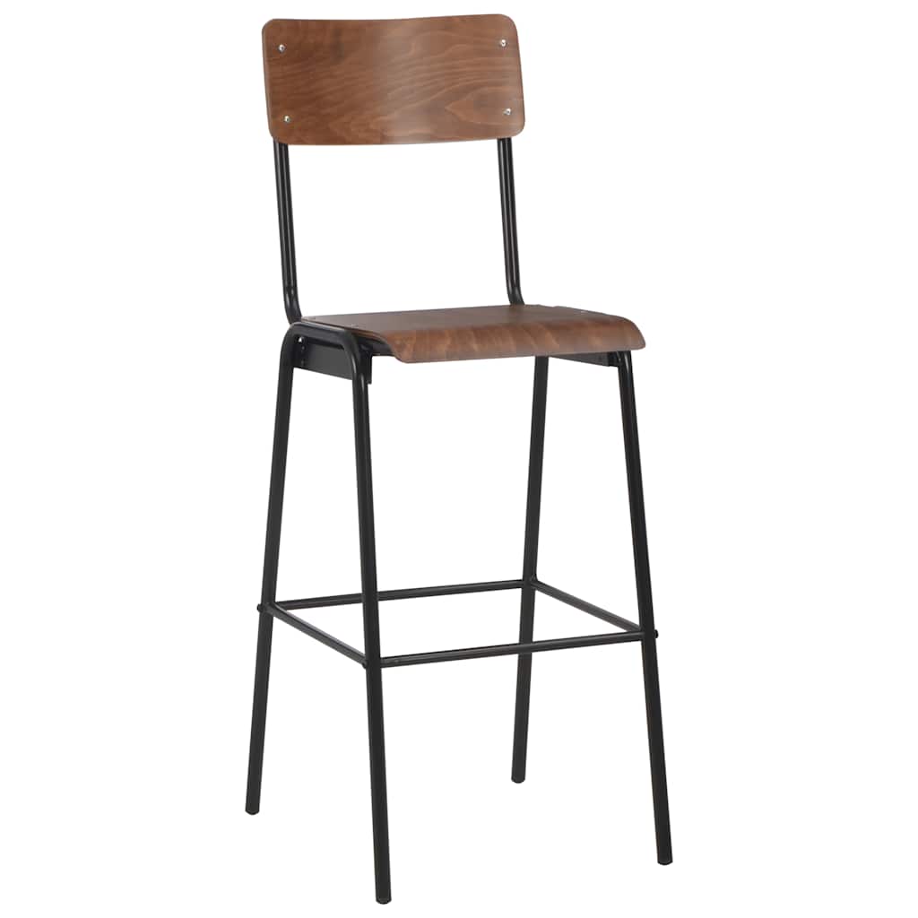 vidaXL Bar Chairs 2 pcs Brown Solid Plywood Steel 3