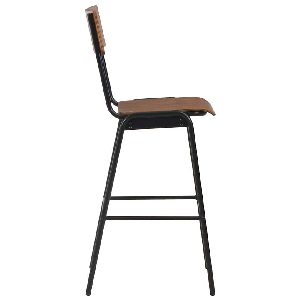 vidaXL Bar Chairs 2 pcs Brown Solid Plywood Steel 4