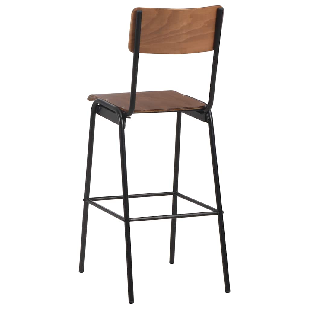 vidaXL Bar Chairs 2 pcs Brown Solid Plywood Steel 5