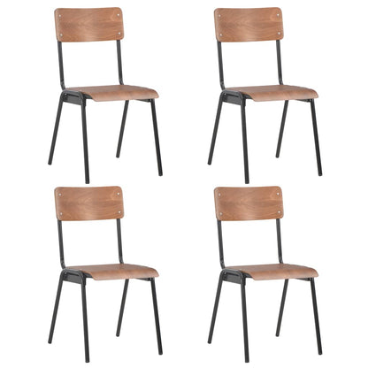 vidaXL Dining Chairs 4 pcs Brown Solid Plywood Steel 1