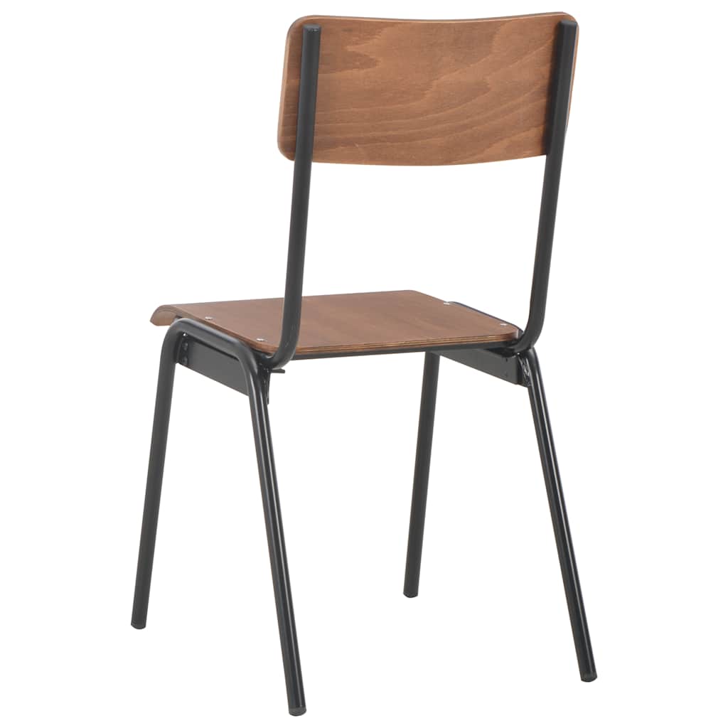 vidaXL Dining Chairs 4 pcs Brown Solid Plywood Steel 5