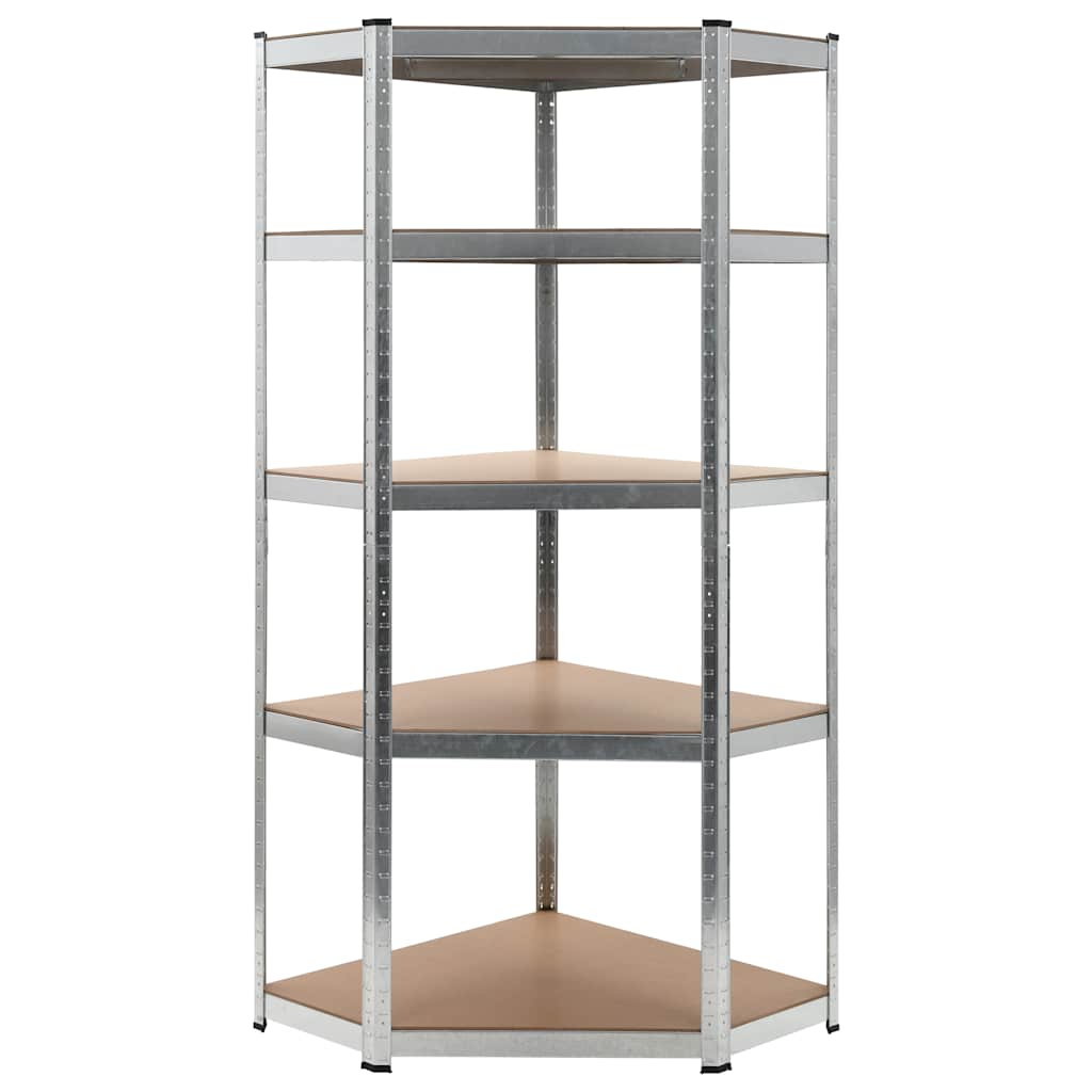 5-Layer Corner Shelf Steel&Engineered Wood Silver 75 x 75 x 180 cm