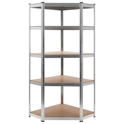 5-Layer Corner Shelf Steel&Engineered Wood Silver 75 x 75 x 180 cm