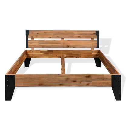 vidaXL Bed Frame without Mattress Solid Acacia Wood Steel 152x203 cm 3