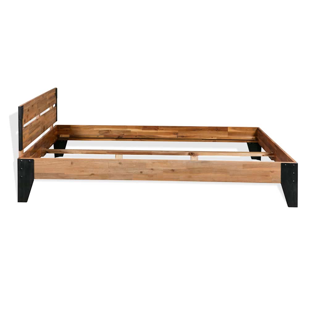 vidaXL Bed Frame without Mattress Solid Acacia Wood Steel 152x203 cm 4