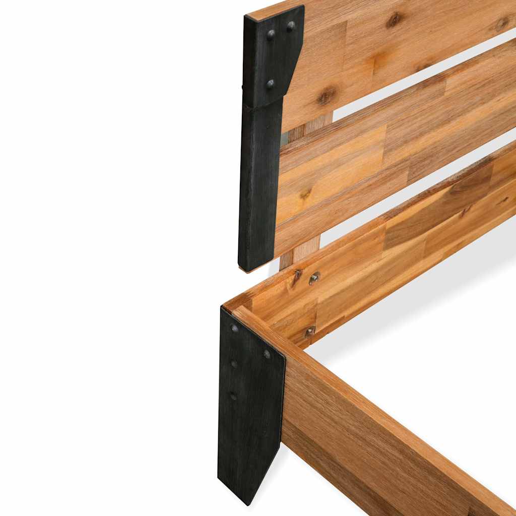 vidaXL Bed Frame without Mattress Solid Acacia Wood Steel 152x203 cm 5