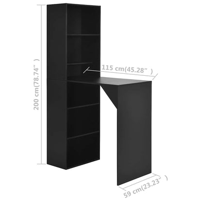 280228 vidaXL Bar Table with Cabinet Black 115x59x200 cm 6