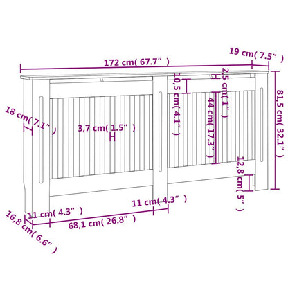 vidaXL Radiator Covers 2 pcs White 172 cm Engineered Wood 4