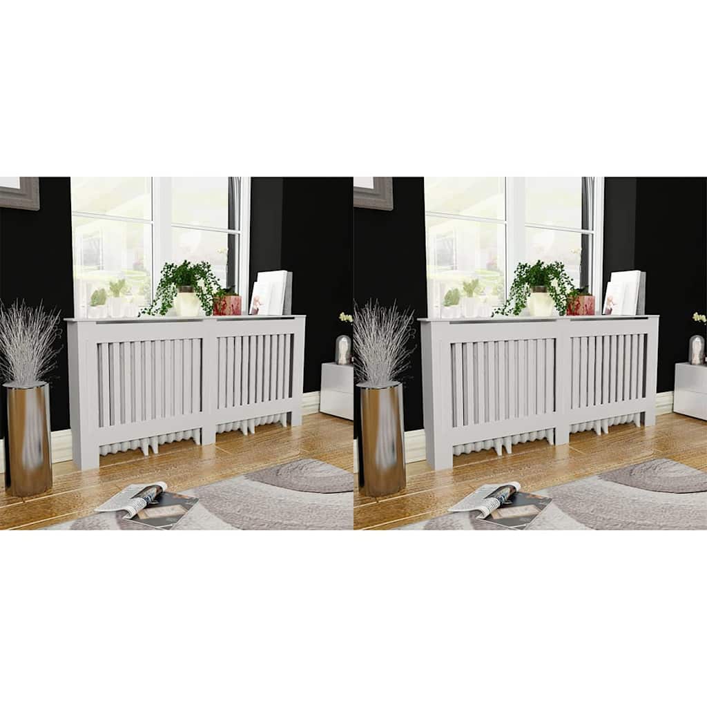 vidaXL Radiator Covers 2 pcs White 172 cm Engineered Wood 1