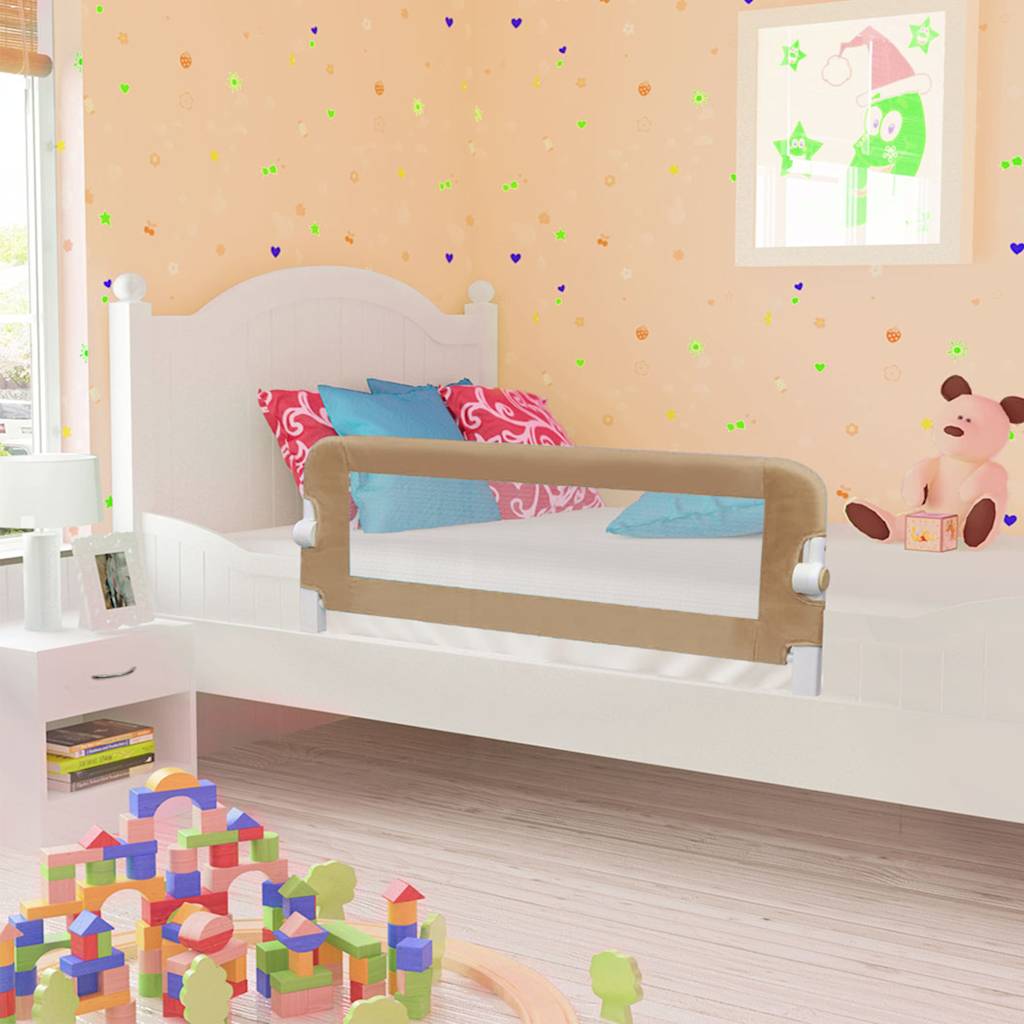 vidaXL Toddler Safety Bed Rail Taupe 102x42 cm Polyester 1