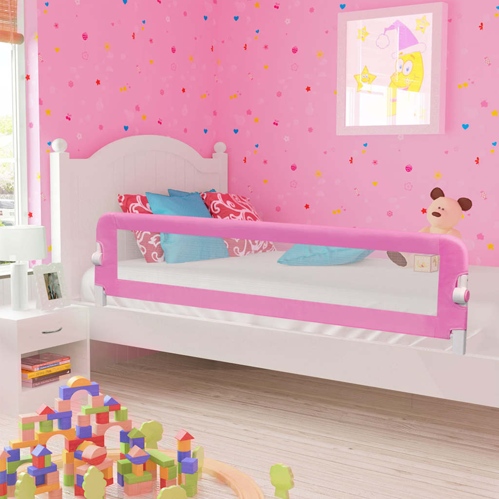 vidaXL Toddler Safety Bed Rail Pink 180x42 cm Polyester 1