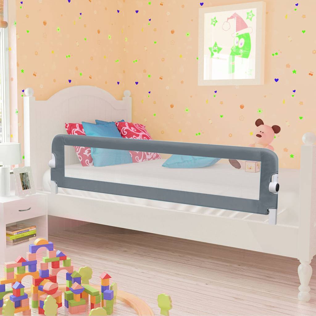 vidaXL Toddler Safety Bed Rail Grey 120x42 cm Polyester 1