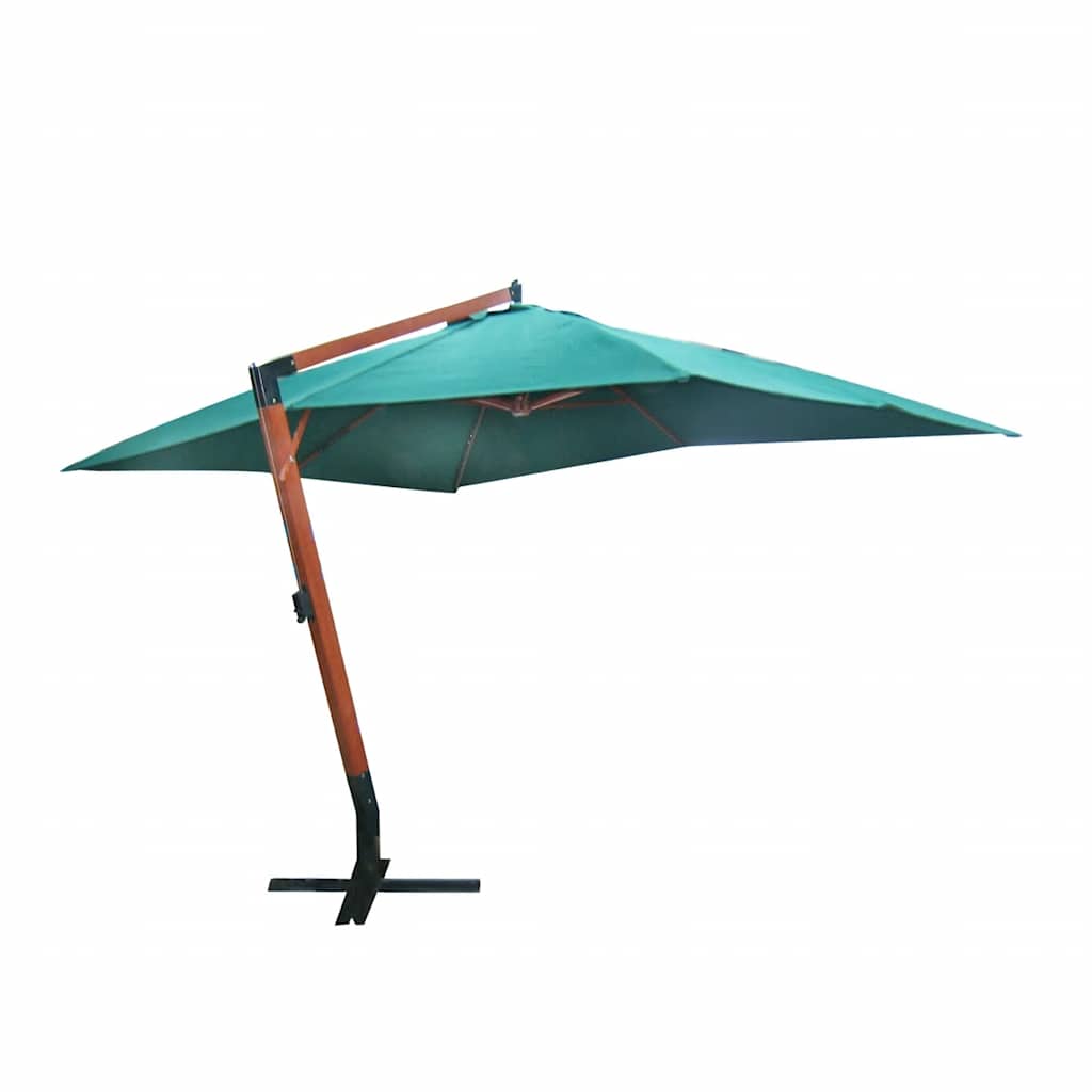 Hanging Parasol with Wooden Pole 400x300 cm Green