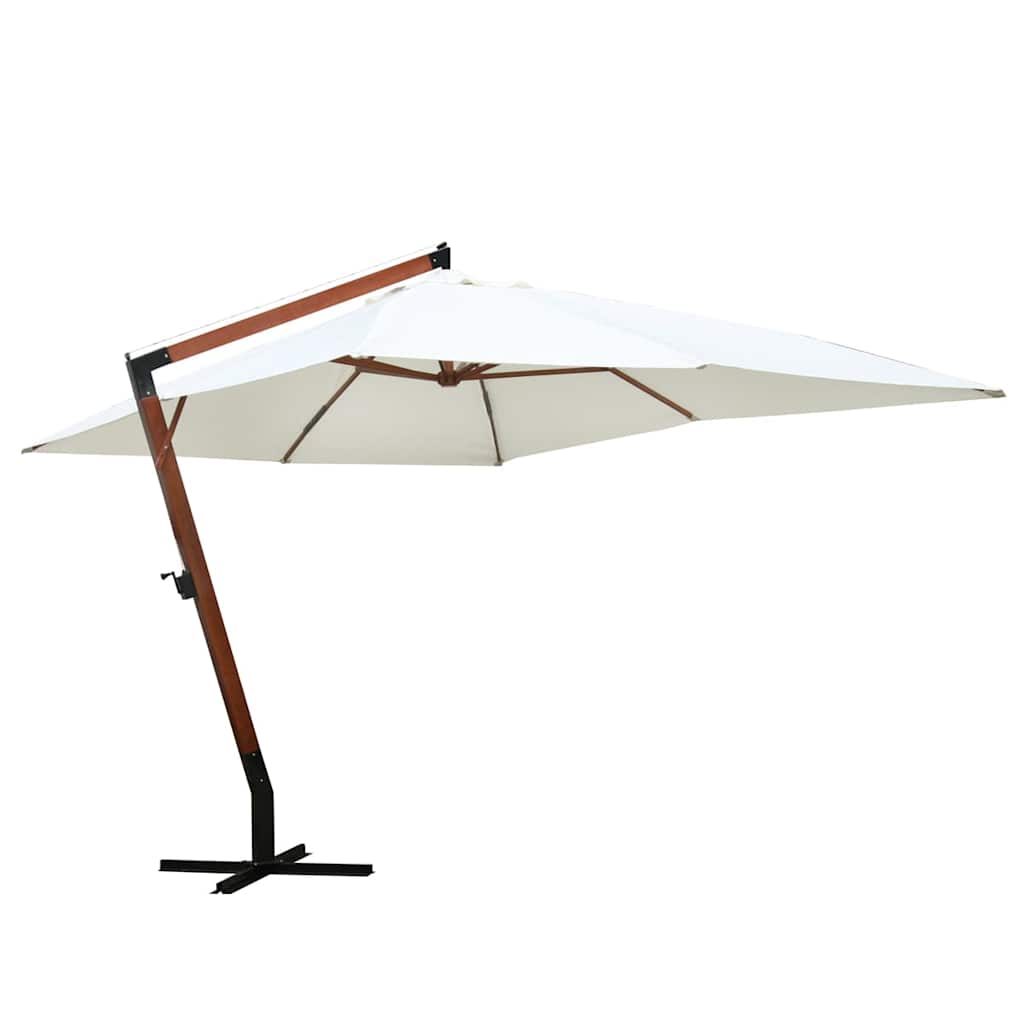 Hanging Parasol with Wooden Pole 400x300 cm White