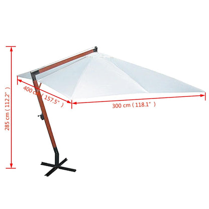 Hanging Parasol with Wooden Pole 400x300 cm White