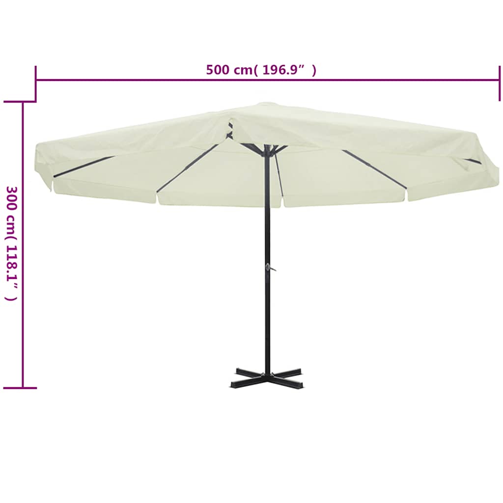 vidaXL Parasol White Aluminium 500 cm 5