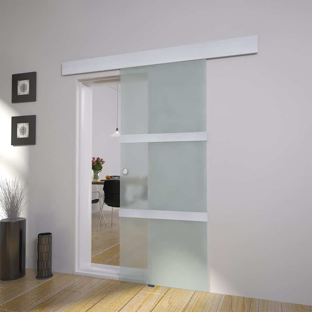 vidaXL Sliding Door Glass and Aluminium 178 cm Silver 1
