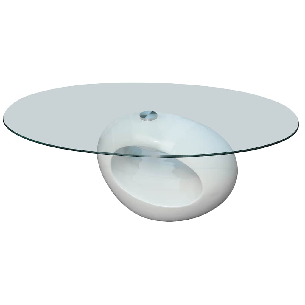 vidaXL Coffee Table with Oval Glass Top High Gloss White 2