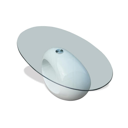 vidaXL Coffee Table with Oval Glass Top High Gloss White 3