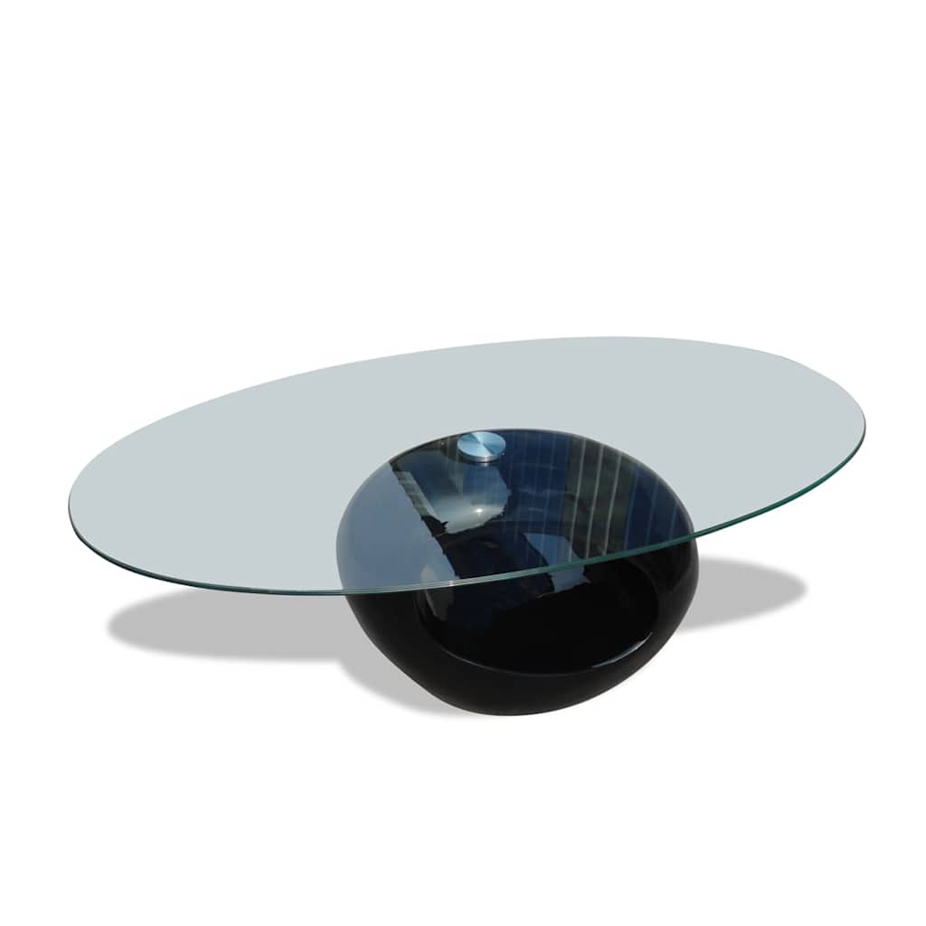 vidaXL Coffee Table with Oval Glass Top High Gloss Black 2