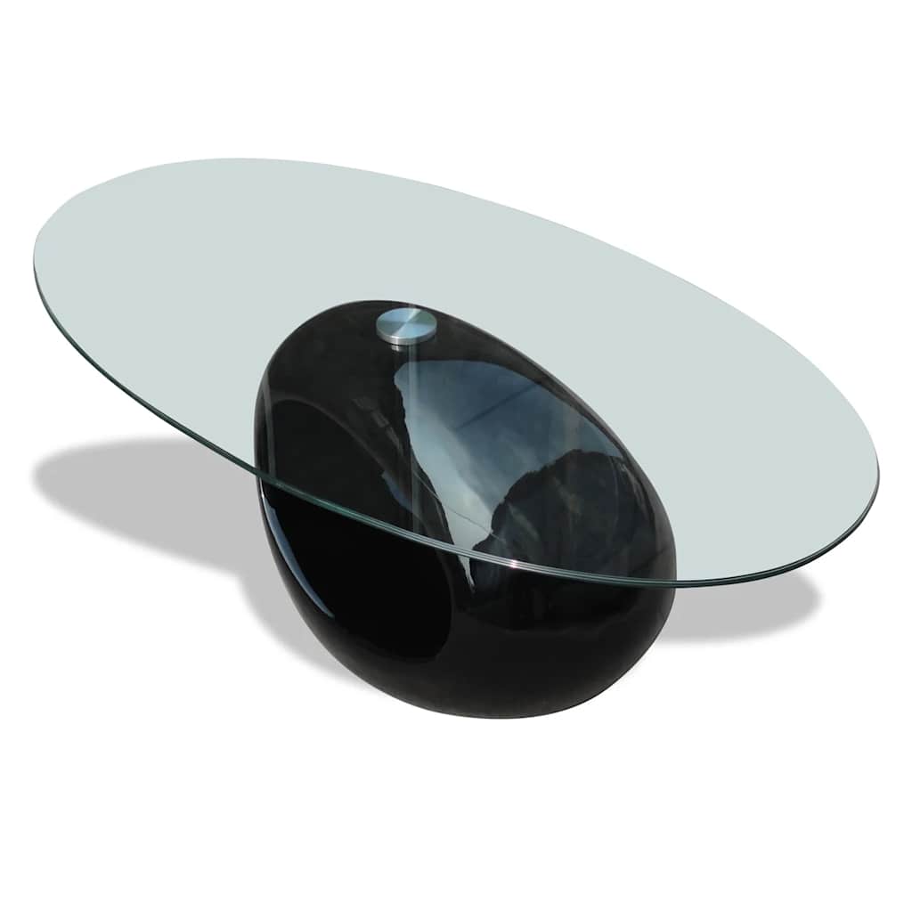 vidaXL Coffee Table with Oval Glass Top High Gloss Black 3