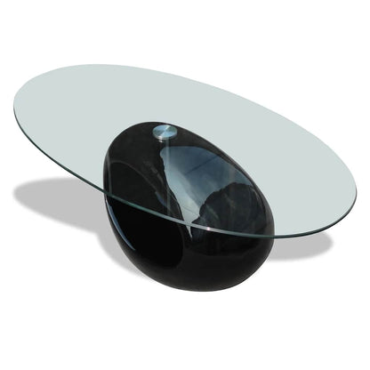 vidaXL Coffee Table with Oval Glass Top High Gloss Black 3