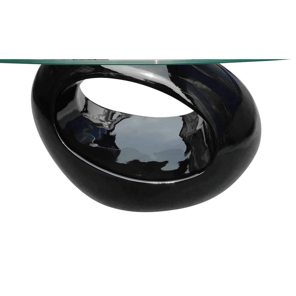 vidaXL Coffee Table with Oval Glass Top High Gloss Black 4