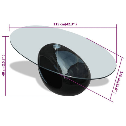 vidaXL Coffee Table with Oval Glass Top High Gloss Black 6