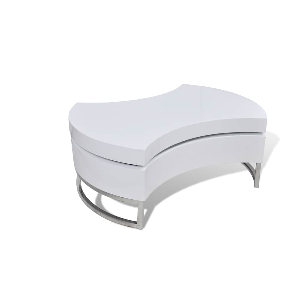 vidaXL Coffee Table Shape-Adjustable High Gloss White 2