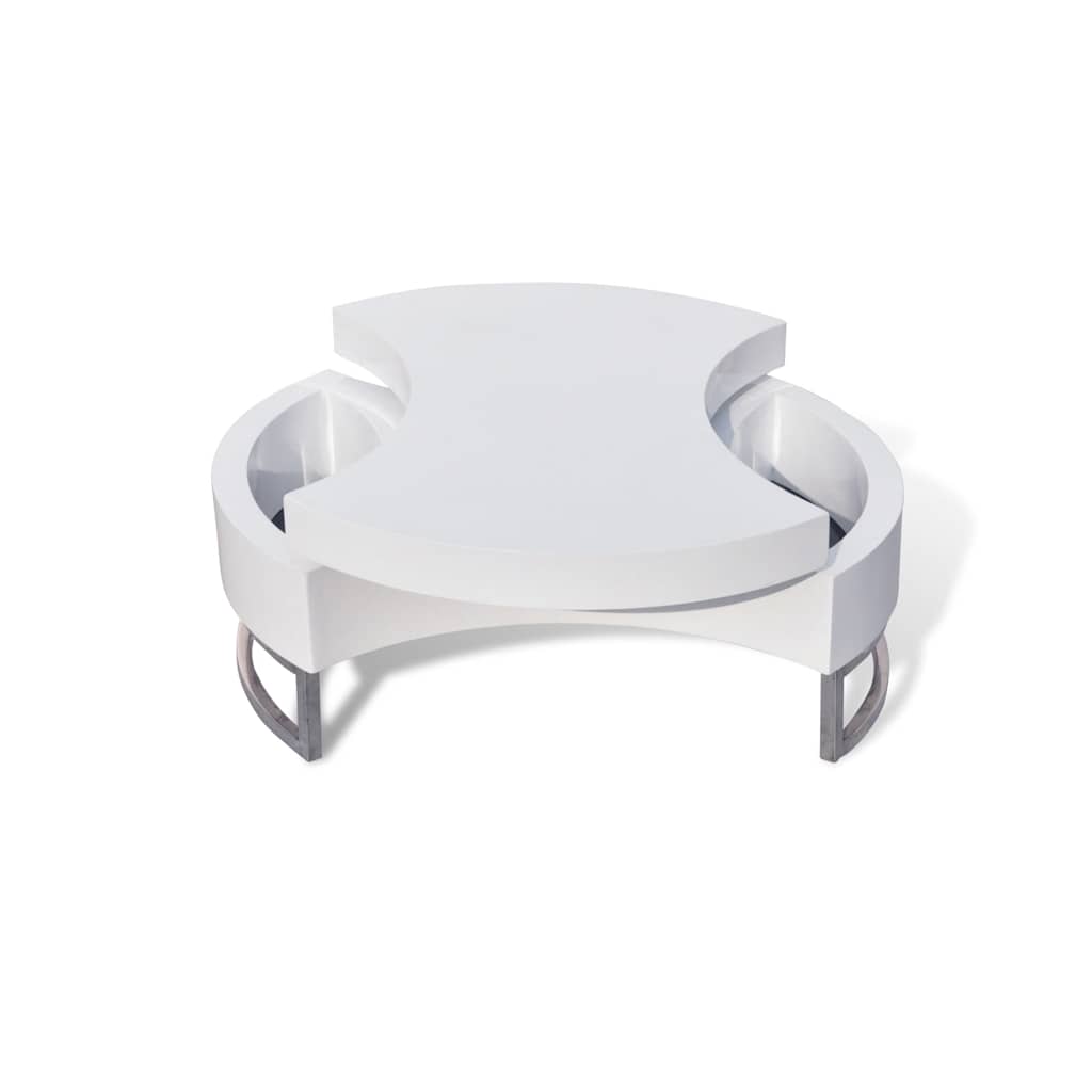 vidaXL Coffee Table Shape-Adjustable High Gloss White 3