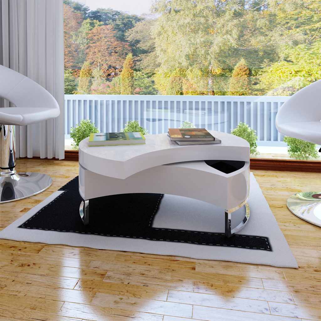 vidaXL Coffee Table Shape-Adjustable High Gloss White 1