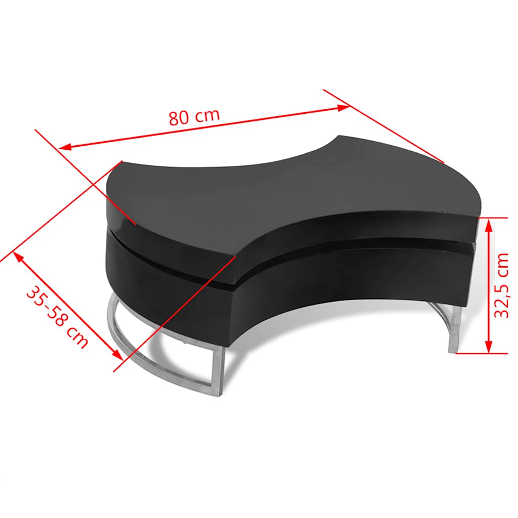 vidaXL Coffee Table Shape-Adjustable High Gloss Black 6
