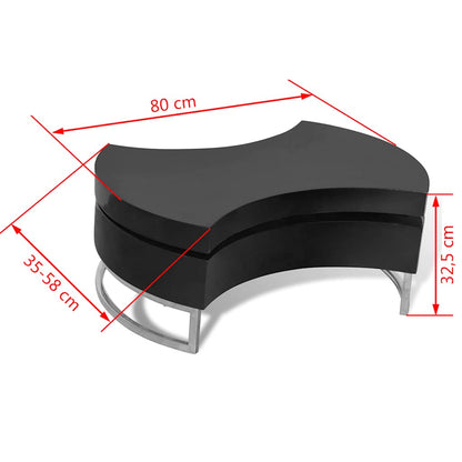 vidaXL Coffee Table Shape-Adjustable High Gloss Black 6