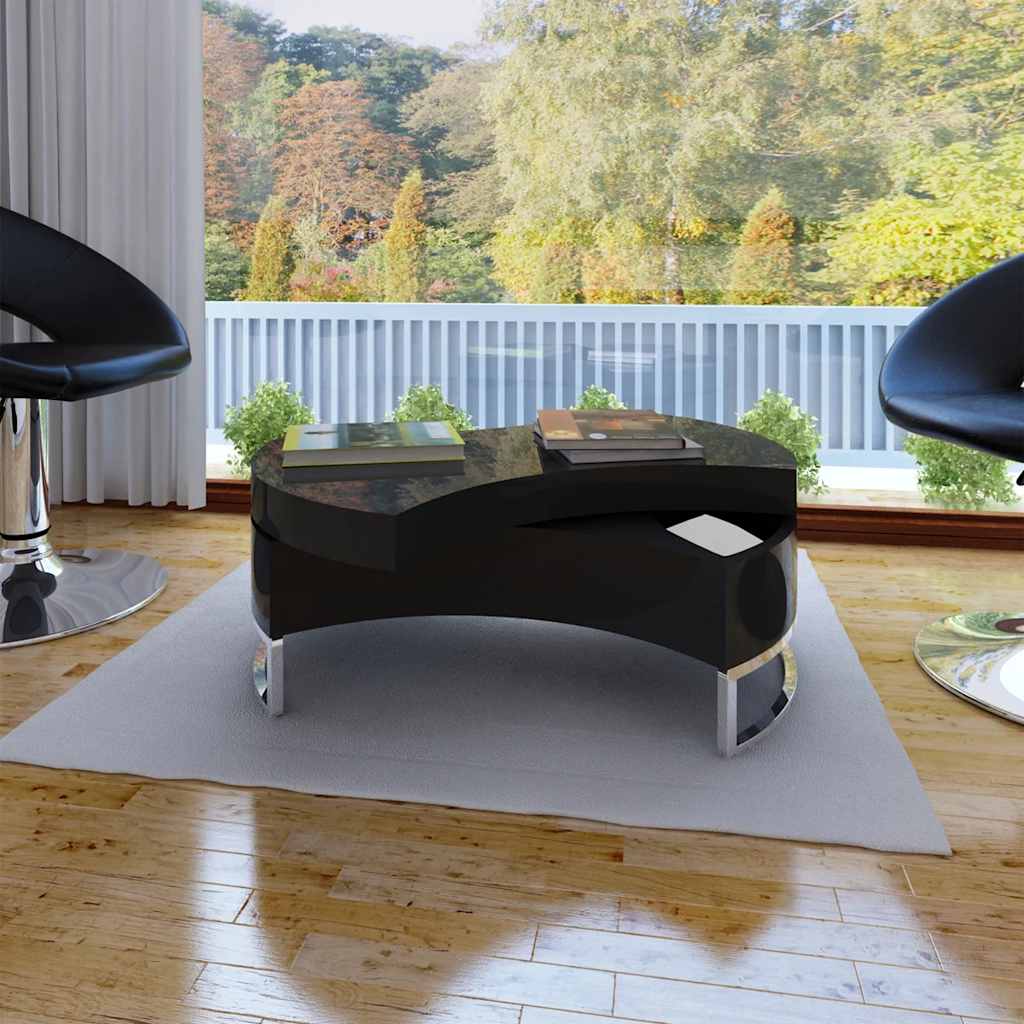 vidaXL Coffee Table Shape-Adjustable High Gloss Black 1