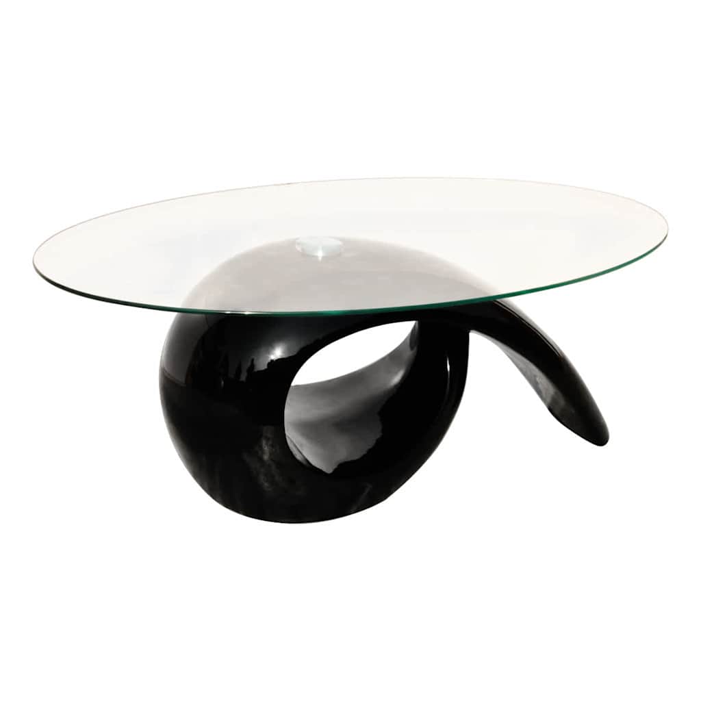 vidaXL Coffee Table with Oval Glass Top High Gloss Black 2