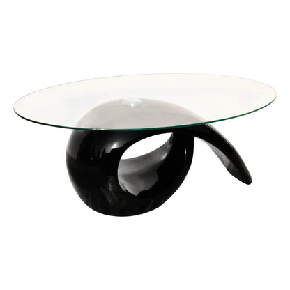 vidaXL Coffee Table with Oval Glass Top High Gloss Black 2