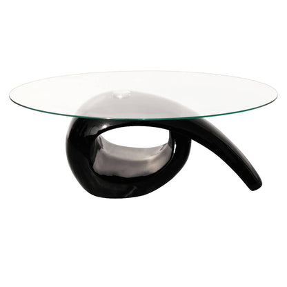 vidaXL Coffee Table with Oval Glass Top High Gloss Black 3