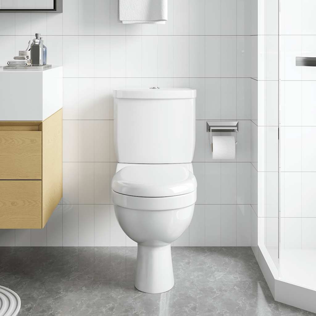 vidaXL Toilet With Cistern White 3