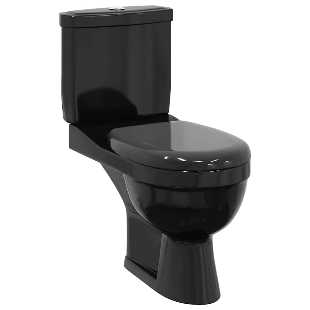 vidaXL Toilet With Cistern Black 2