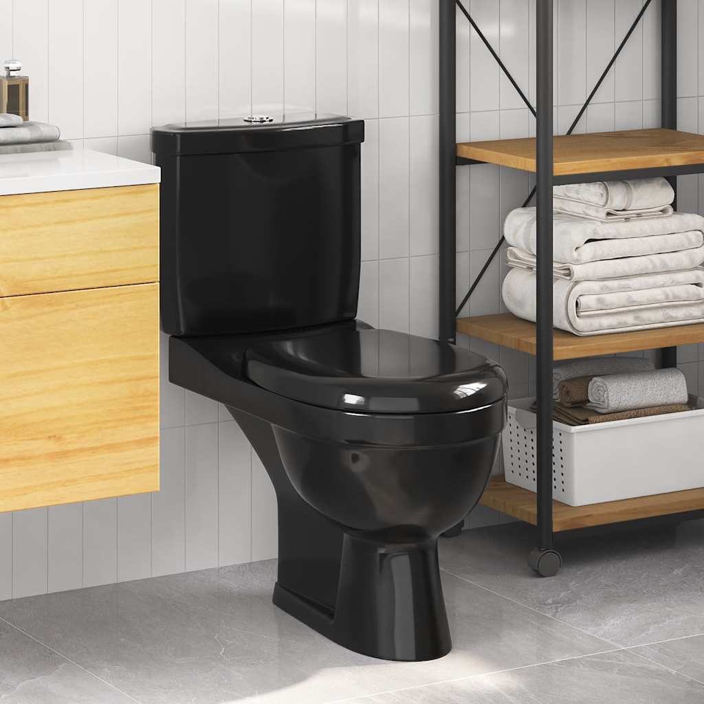 vidaXL Toilet With Cistern Black 1