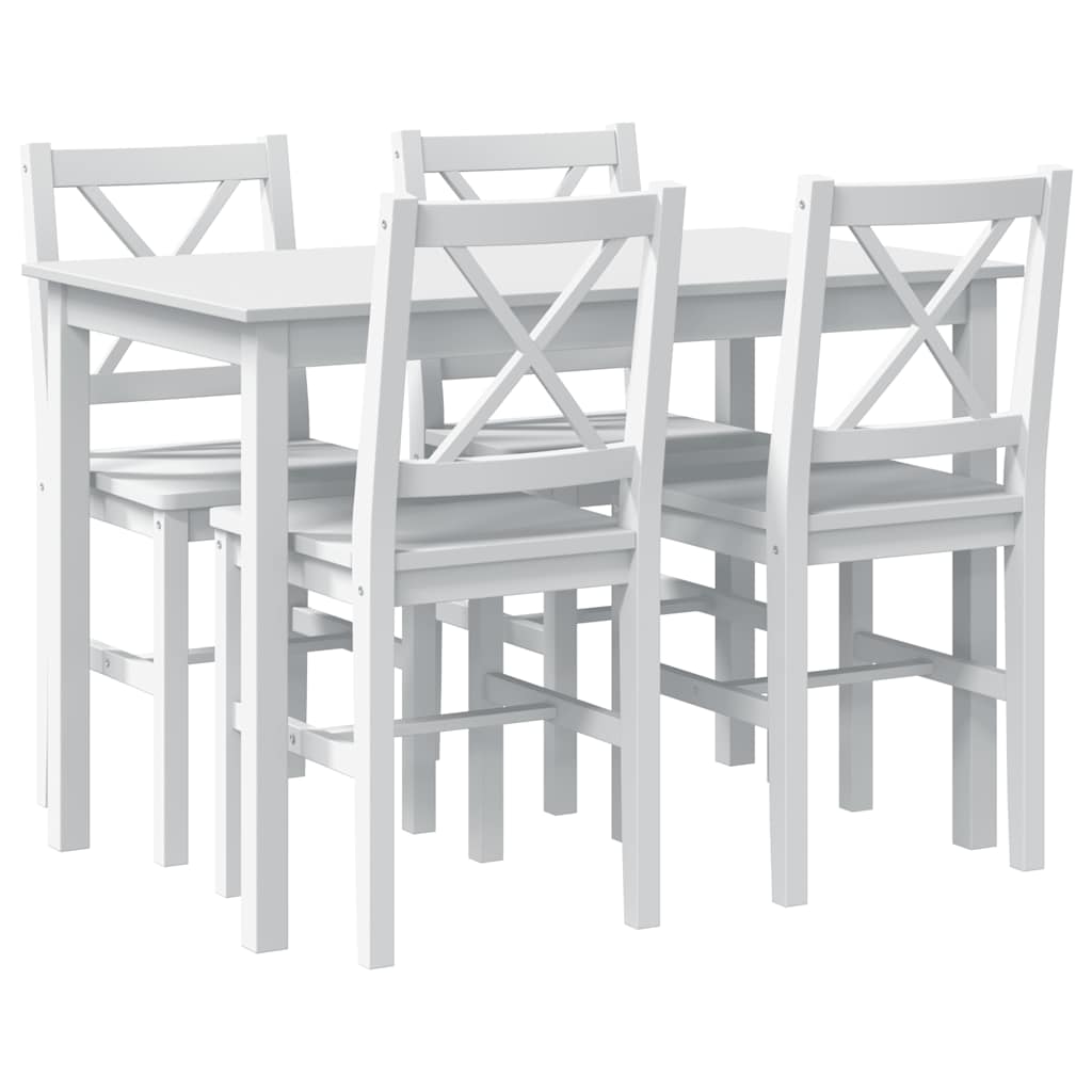 vidaXL 5 Piece Dining Set White 2